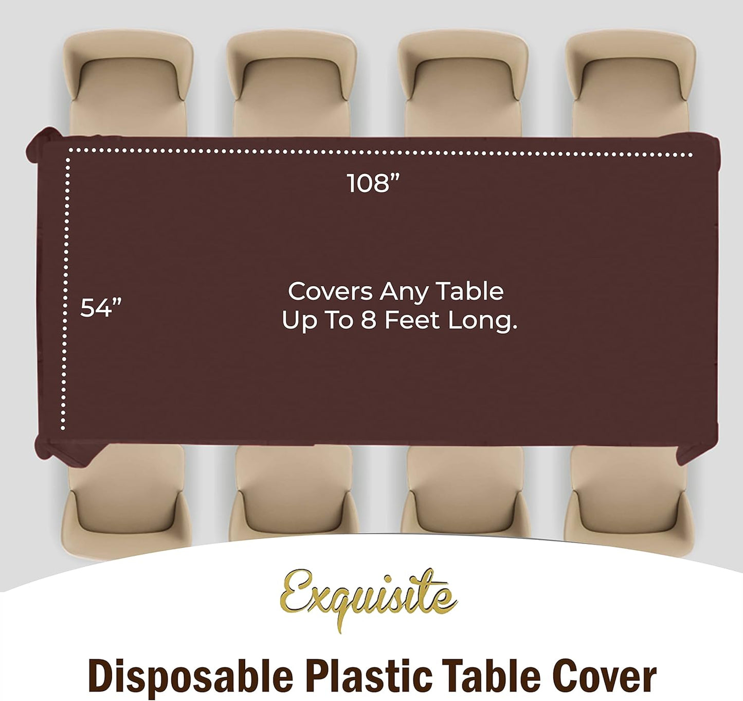 12-Pack Premium Plastic Tablecloth 54in. x 108in. Rectangle Table Cover - Dark Blue - Colors B