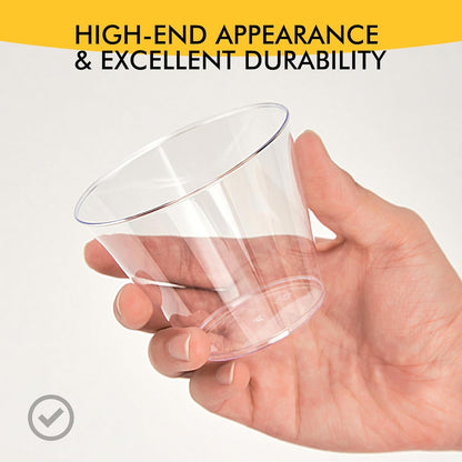 RACETOP 200 Pack 9 oz Clear Plastic Cups for Party, Disposable Clear Cup, Disposable Cups, Wine Glasses Cups, Plastic Cocktail Glasses