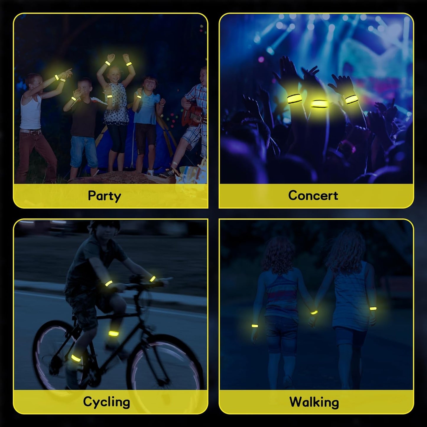 esonstyle 6 PCS LED Glow Bracelets, Night Safety Light Up Bracelets for Kids - Glow in The Dark Party Favors for Halloween, Christmas, Concerts, Festivals, Sports, Camping, Green