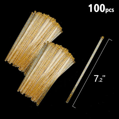 hapray 100-PCS 5 Colol Plastic Swizzle Sticks, Crystal Cake Pops, Cocktail Coffee Drink Stirrers, Stir Sticks, 7.24 Inch (Pink, Yellow, Blue, Purple, Green)