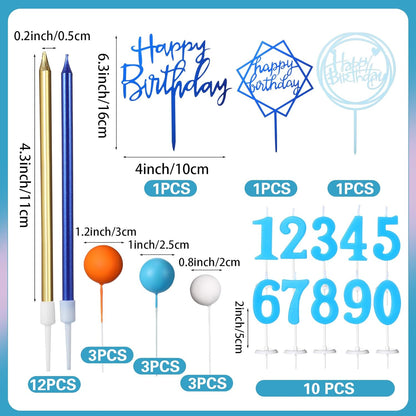 Yerliker 34 Pcs Happy Birthday Cake Toppers Decorations Birthday Candles DIY Cake Decor for Men Women Wedding Anniversary(Gold)