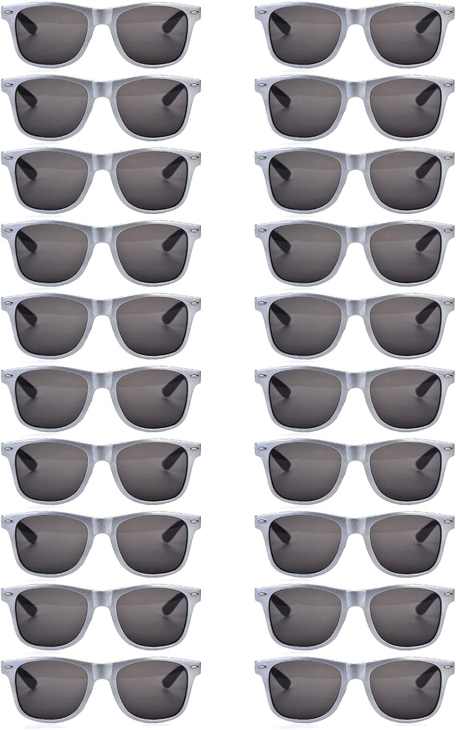 20 Pairs Bulk Sunglasses for Adult Retro 70s 90s Cheap Glasses (Black)
