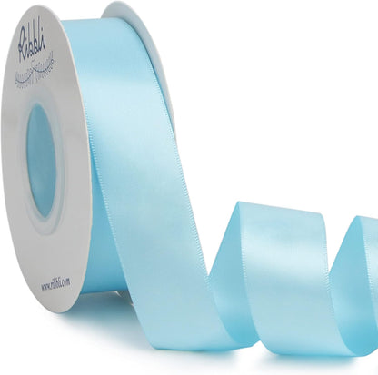 Ribbli Double Faced White Satin Ribbon,3/8” x Continuous 25 Yards,Fabric Ribbon use for Bows Bouquet,Gift Wrapping,Floral Arrangement