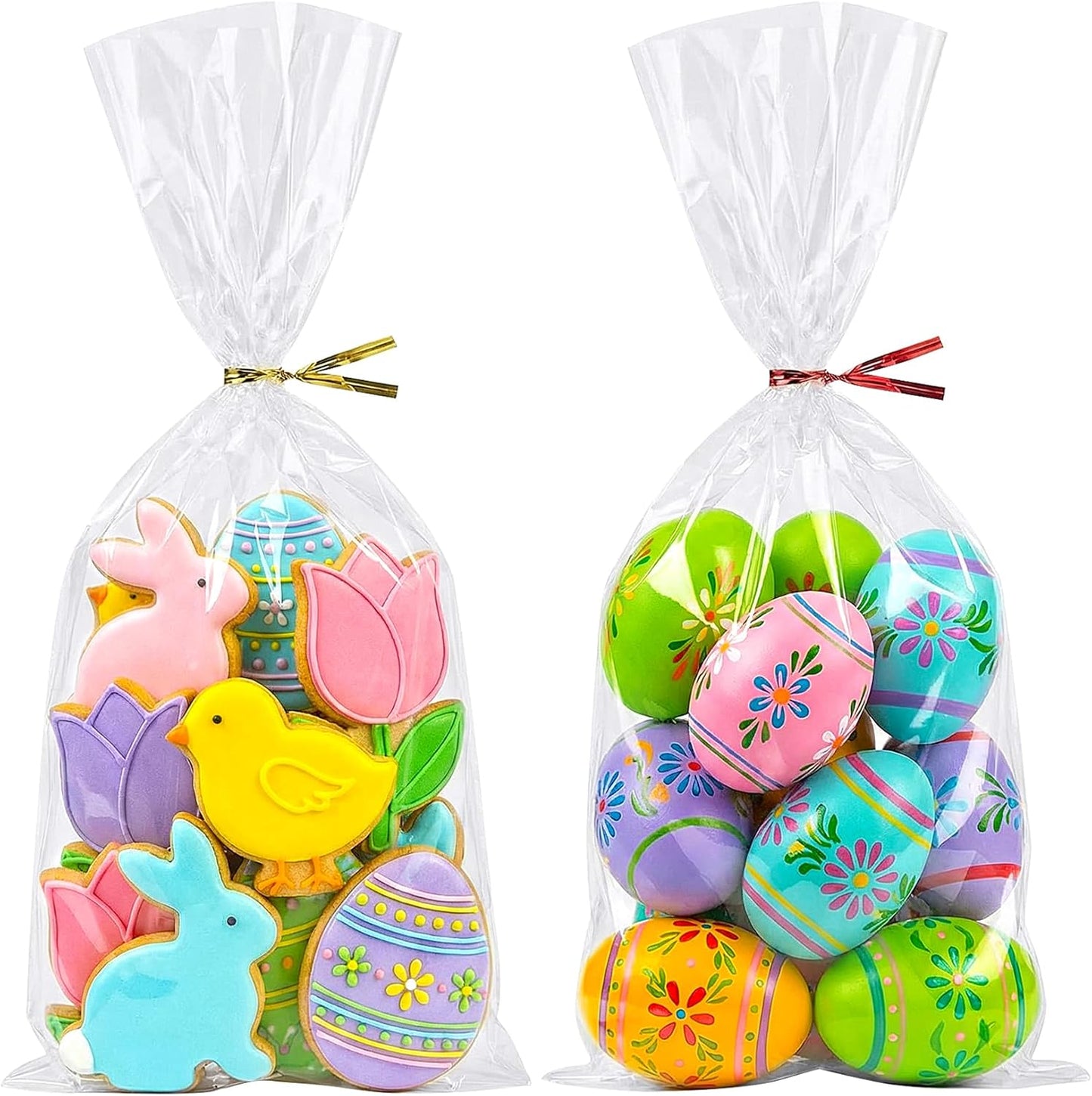 Cello Cellophane Treat Bags,5x7 Inches Clear Cellophane Bags 200 Pcs OPP Plastic Treat Bags with 200 Twist Ties for Gift Wrapping,Packaging Candies,Dessert,Bakery, Cookies, Chocolate,Party Favor
