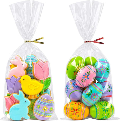 Cello Cellophane Treat Bags,5x7 Inches Clear Cellophane Bags 200 Pcs OPP Plastic Treat Bags with 200 Twist Ties for Gift Wrapping,Packaging Candies,Dessert,Bakery, Cookies, Chocolate,Party Favor