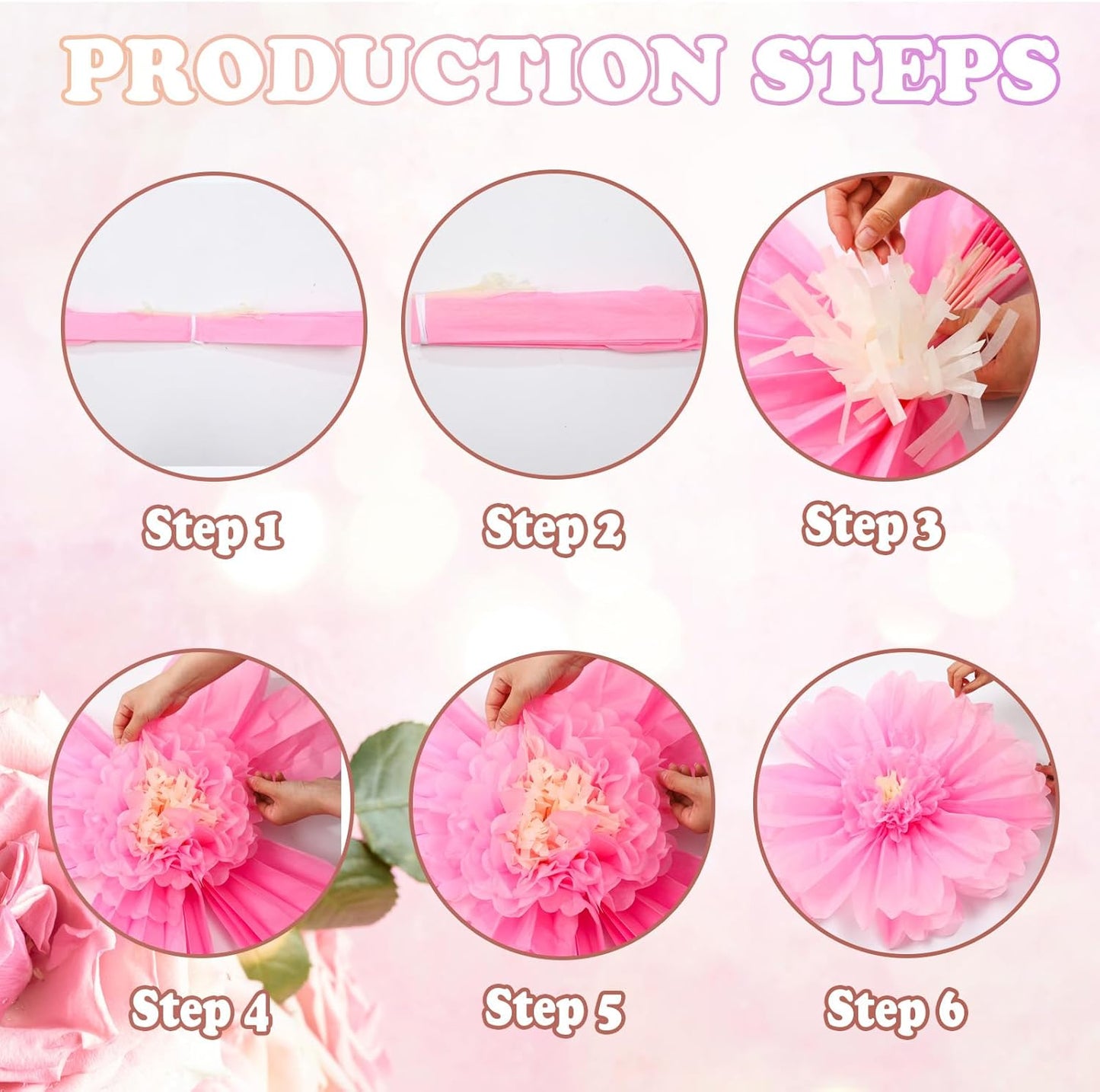 Giegxin 20 Pcs 31.5'', 23.6'', 11.8'', 9.8'' Pink Giant Paper Flower Boho Large Tissue Flower for Wall Pink Pom Pom Floral Decoration for Wall Wedding Bridal Shower Classroom Tea Party Birthday Decor