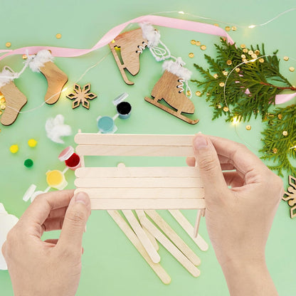 WISYOK 240 Pcs Natural Wood Craft Sticks, Popsicle Sticks, Lolly Sticks for Crafts 4.5 Inch, Ideal for Homeschool Arts and Crafts, Waxing Supplies, Classroom Art Supplies