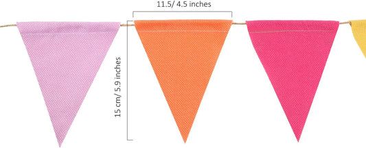 Hestya 24 Pieces 15.7 Feet Colorful Pennant Flag Banner Imitated Burlap Bunting Banner Pastel Fabric Triangle Flag for Classroom Carnival Birthday Wedding Party and Festival Decoration (Soft Colors)