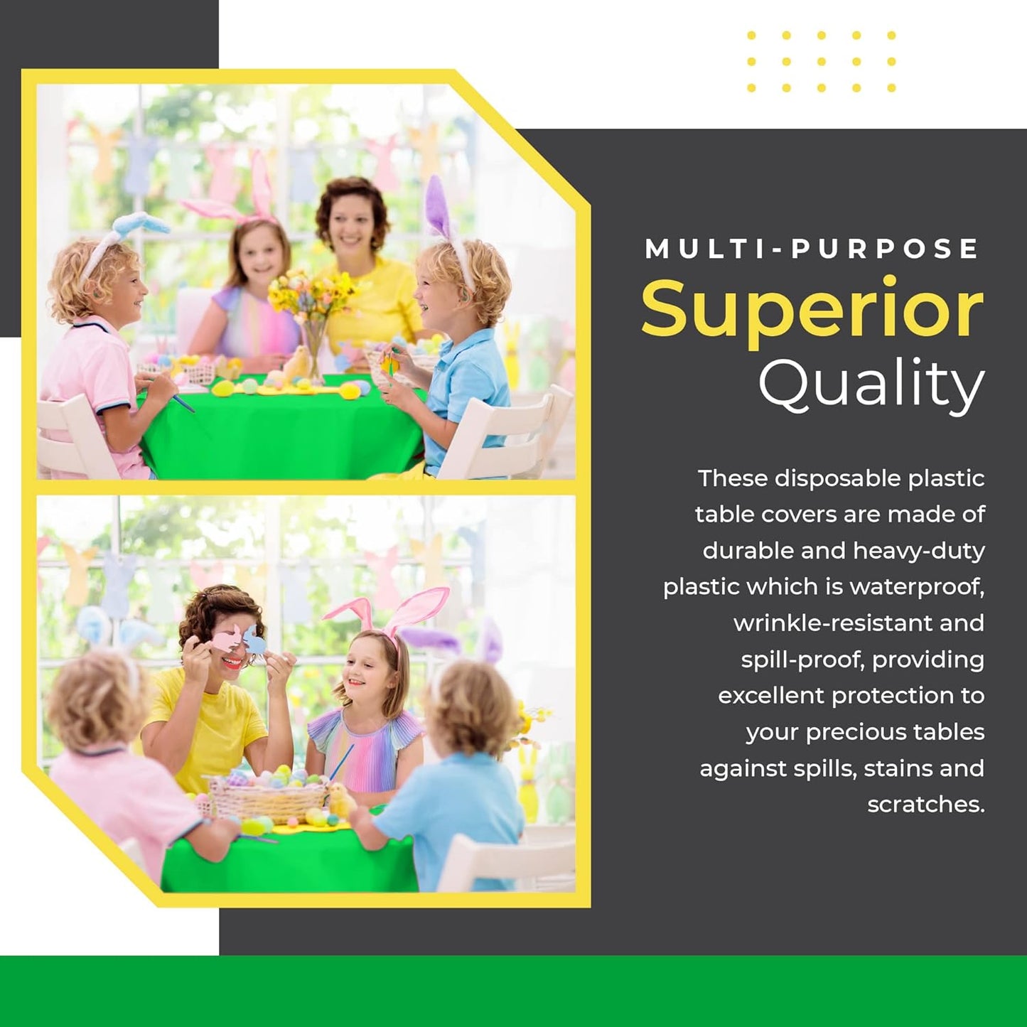 14 Pack Black 54 x 108 in. Rectangle Disposable Plastic Tablecloths - Smooth Decorative Covers for Parties, Weddings