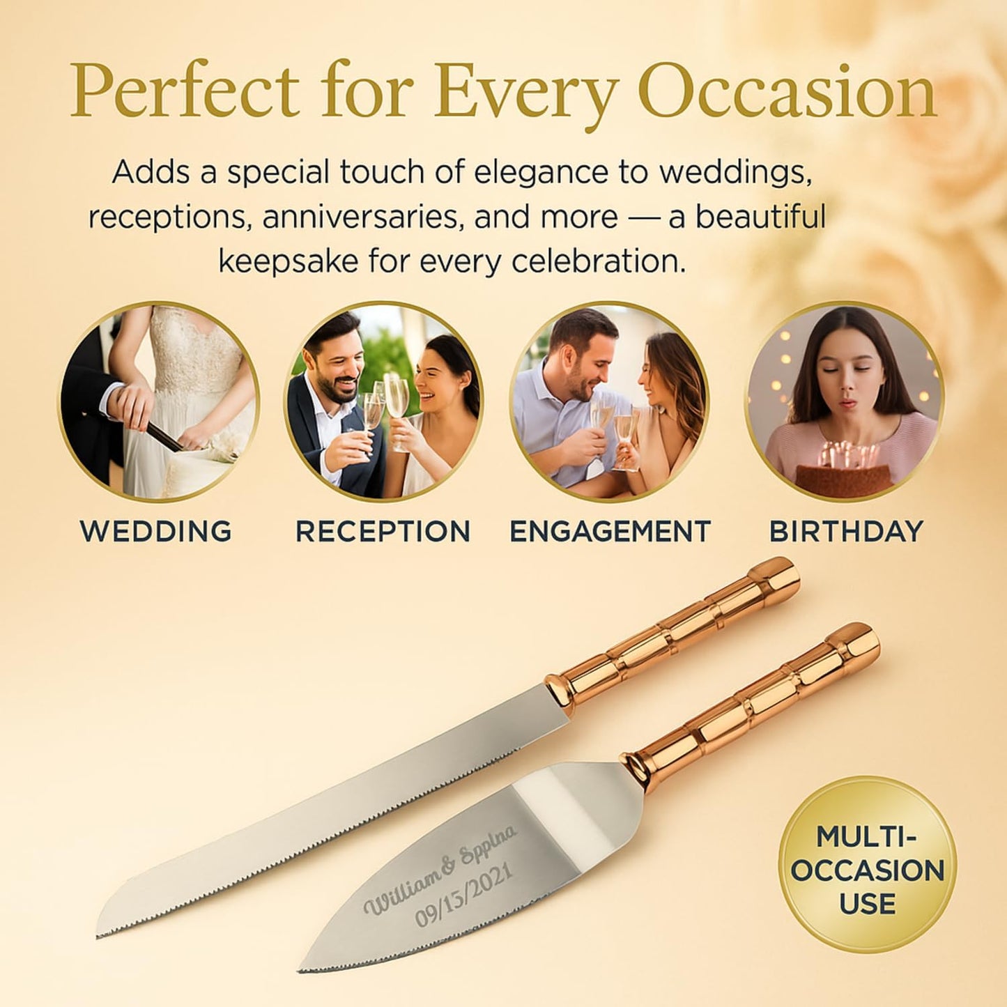 GIFTS INFINITY Personalized Wedding Cake Knife and Server Set with Engraving – Cake Cutting Utensil Set, Keepsake Gift for Wedding, Anniversary, Reception, Birthday & Other Occasions (CH-101WB)