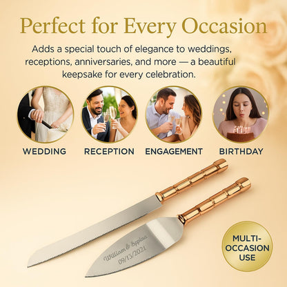 GIFTS INFINITY Personalized Wedding Cake Knife and Server Set with Engraving – Cake Cutting Utensil Set, Keepsake Gift for Wedding, Anniversary, Reception, Birthday & Other Occasions (CH-101WB)