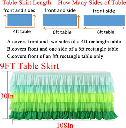 Pastel Rainbow Table Skirt Ruffle Party Tablecloth for Rectangle Table 6ft Birthday Party Baby Shower