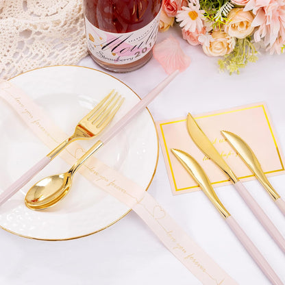 SUT 150Pcs Silver Plastic Silverware, Silver Disposable Cutlery, Heavy Duty Disposable Silverware, Plastic Utensils Include 50 Plastic Forks, 50 Plastic Spoons, 50 Plastic Knives