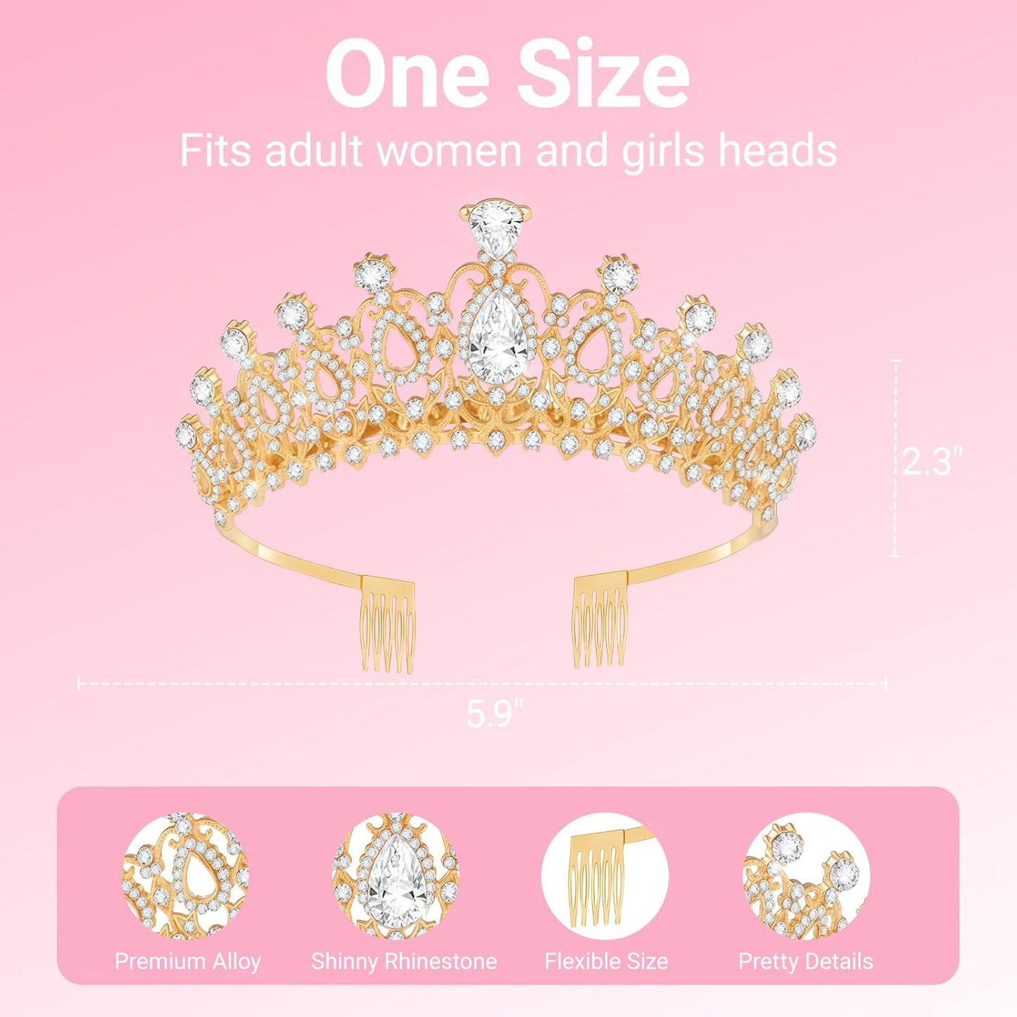 Birthday Tiara and Crown with Sash, Birthday Tiara for Women Party Silver