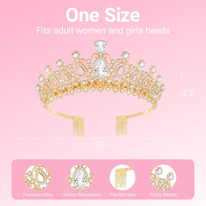 Birthday Tiara and Crown with Sash, Birthday Tiara for Women Party Silver