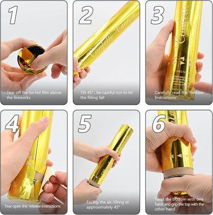 Confetti Cannon Gold Party Poppers 12 Inch Streamer Cannon 12 Pack Golden Party Poppers Shooters Foil Gold Popper Cannon Bulk for Wedding,Birthday,Graduation,New Year Celebration