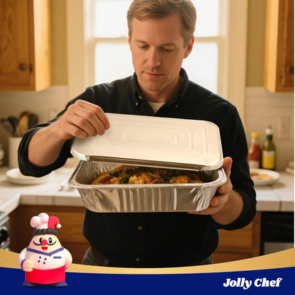 JOLLY CHEF 9x13 Aluminum Foil Pans (30 Pack) - Disposable Half Size Deep Steam Foil Pans for Roasting Turkey, Lasagna, Casseroles - Thanksgiving, Christmas, Parties, Catering