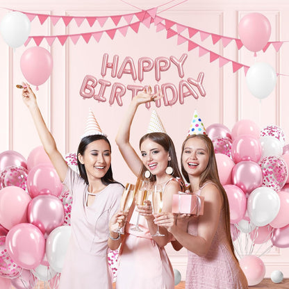 Light Pink and White Balloons, 60pcs 12inch Pearl Light Baby Pink Confetti White Balloons for Wedding Bridal Shower Baby Shower Pink Birthday Decorations