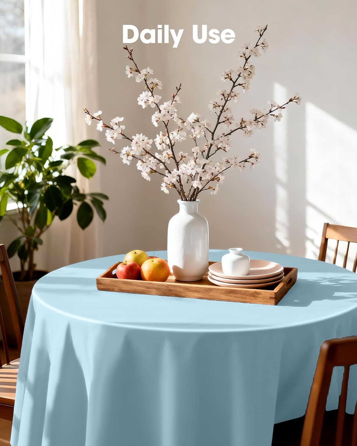 Pureegg Plastic Table Cloth Disposable 8 Pack, 54 x 108 Inch Table Cloths, Party, Picnic, Wedding, Decorative Tablecloths, Rectangle, White Plastic Cover, Leakproof & Sturdy, White