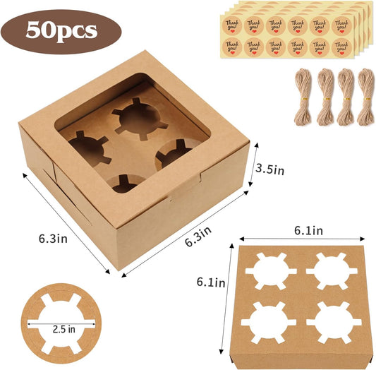 TOMNK 20pcs Cupcake Boxes, Cupcake Boxes 12 Count, 13x10x3.5 Inch White Containers Bakery Holders with Windows and Inserts to Fit Muffins, Cookies