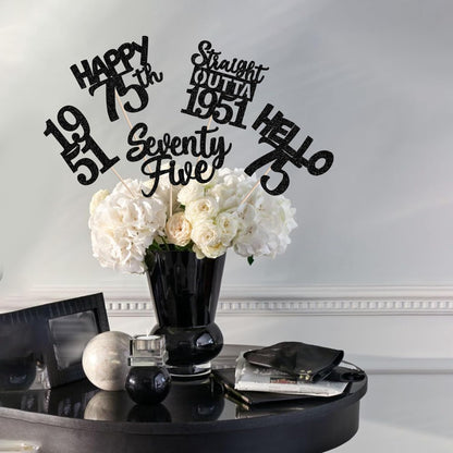 15 PCS 50th Birthday Centerpiece Sticks Fifty Happy 50th Straight Outta 1976 Table Flower Centerpieces Sticks Cheers to 50 Floral Decorations for 50th Birthday Party Centerpieces Supplies Black