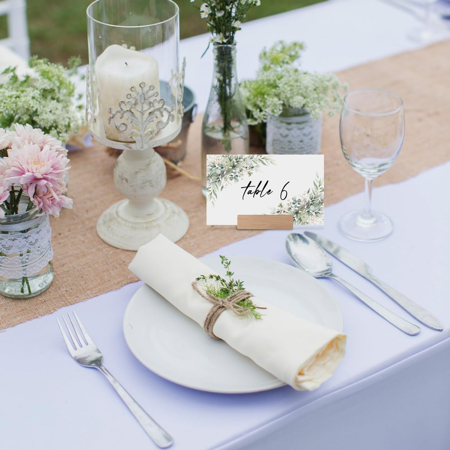 Eucalyptus Leaves Place Cards, Greenery Name Cards for Table Setting, Tented Food Setting Cards for Bridal Shower, Wedding, Baby Showers, Reserved Table Signs, 25 Pack Birthday Party Decorations -10