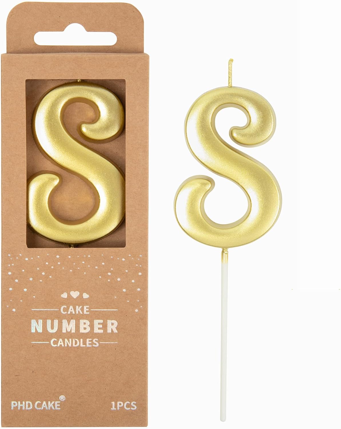 PHD CAKE 2.76 Inch Elegant Gold 1 Number Birthday Candles, Gold Number Candles, Cake Number Candles, Party Celebration