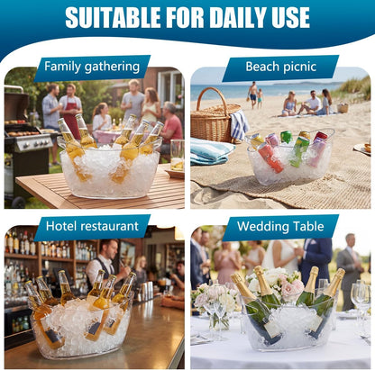 OBTANIM Clear Acrylic Ice Buckets Large Champagne Drink Cooler Storage Ice Tub with Scoops for Beer Cocktails Wine Beverage Home Parties Bar Cooling Supplies