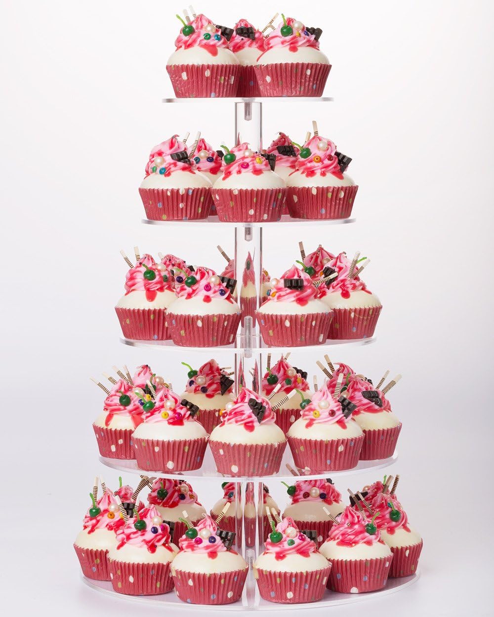 YestBuy Cupcake Stand, 6 Tier Large Cupcake Tower Display, Round Cupcake Holder, Acrylic Dessert Stand, Pastry Display Tree for Party, Wedding, Baby Shower