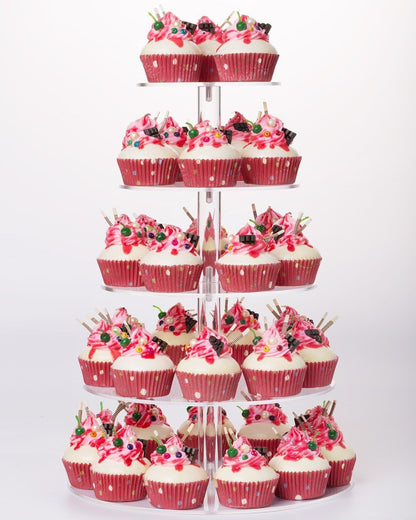 YestBuy Cupcake Stand, 6 Tier Large Cupcake Tower Display, Round Cupcake Holder, Acrylic Dessert Stand, Pastry Display Tree for Party, Wedding, Baby Shower