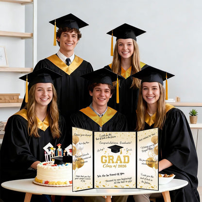 QIYANPAX Graduation Guest Book 2026, Blue and Gold Graduation Decorations Class of 2026, Graduation Signature Book, Congrats Grad Guest Book Alternative, Unique Graduation Gifts