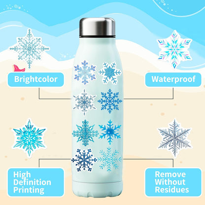 CZWXOXO 74Pcs Snowflake Theme Party Favors Contain 24 Pcs Snowflake Theme Slap Bracelets 50Pcs Snowflake Theme Stickers, Ice and Snow Theme Birthday Party Decorations