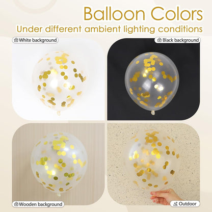 Silver Confetti Balloons 12 inch, Clear Latex Balloon 50pcs Party Balloons for Wedding Bridal Shower Engagement Graduation Birthday Party Decorations