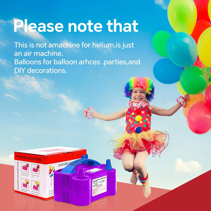 Electric Balloon Pump,110V 600W Portable Dual Nozzles Balloon Pump,Air Pump Balloon Blower for Party Decorations with Tying Tool