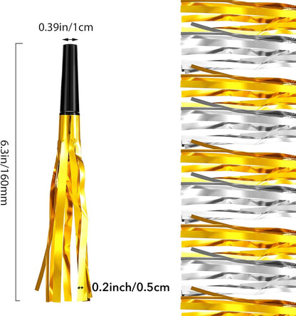 Skylety 40 Pieces Party Noise Makers New Year Horns and Blowouts Gold Glitter Squawkers Whistles Metallic Fringed Musical Blowers Bulk for Adult Birthday Graduation Sporting Event 2026 New Years Favor
