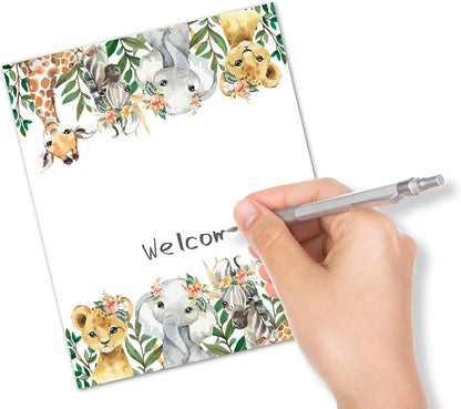 Table Place Card, Jungle Safari Animals Themed Tent Style Cards, Pack of 25 Half-Fold Reception Place Card, Gold Wild Animal Food Labels, Perfect for Baby Shower, Birthday Party C08