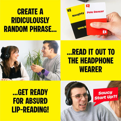 Sorry What Game - Uncensored Lip Reading Party Games for Adults - Based On The Headphone Challenge TikTok Trend - 2+ Players 40,000 Funny Phrase Combos - Adult Games for Game Night (Ages 17+)