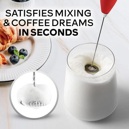 Zulay Kitchen Powerful Milk Frother Wand With Duracell Batteries - Ultra Fast Handheld Drink Mixer - Electric Whisk Foam Maker for Coffee, Lattes, Cappuccino & Matcha - Z1 Motor - Black - Colors C