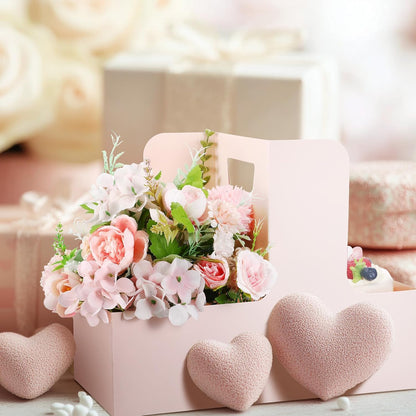 Qinyoung 12 Sets Mother's Day Flower Gift Box Cake Flower Gift Boxes with 12 Pcs Transparent PVC Cake Boxes Mother's Day Box for Teacher,Mom Wedding, Birthday Party(White,Classic,Blank)