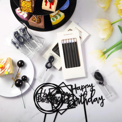 Yerliker 34 Pcs Happy Birthday Cake Toppers Decorations Birthday Candles DIY Cake Decor for Men Women Wedding Anniversary(Gold)