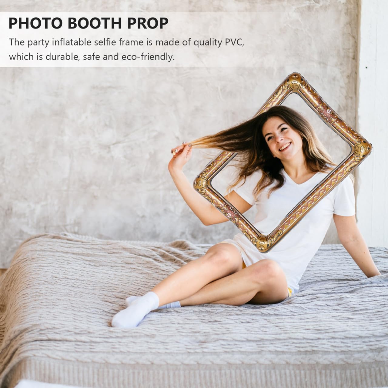 TENDYCOCO Inflatable Photo Frame Prop 26.37X18.11In Lightweight Selfie Picture Frame for Parties Weddings Festivals Portable Photo Booth Accessory
