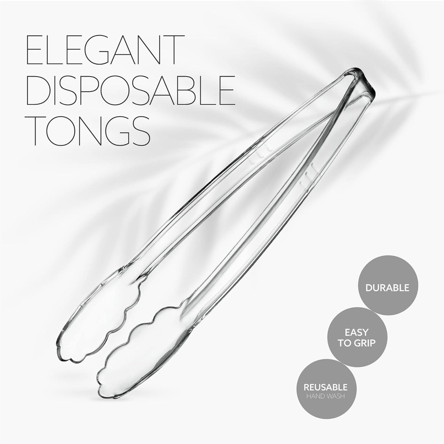 [Black Tongs 7.5'' Inches] Plasticpro 7.5'' Serving Tongs Heavy Duty Reusable Kitchen and BBQ Black Serving Tong for party's, Caterings, Events, Buffet, Weddings, And every Day use Pack of 12
