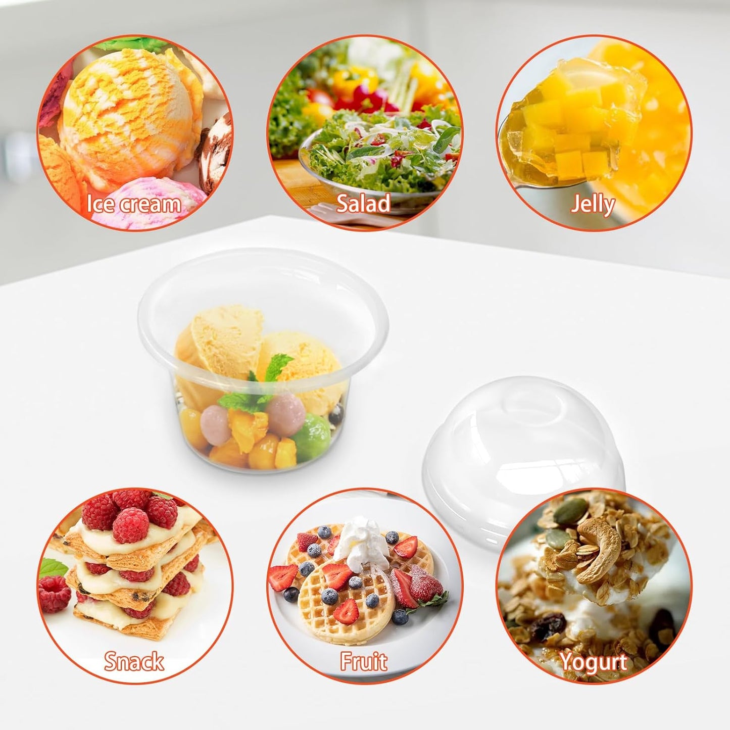 Jnnzzggu 50 Pcs 8 OZ Disposable Plastic Cups with Dome Lids,Clear Dessert Cup,Mini Parfait Appetizer Containers for Ice Cream,Cake,Fruit,Pudding,Jello Shot,Drink,Yogurt,Soups,Salad,Snacks