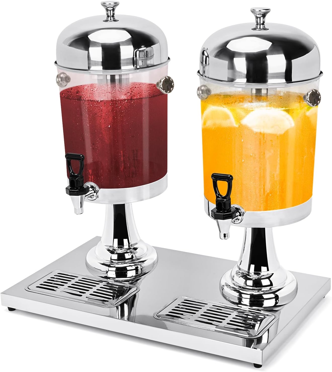 4.4 Gallon/16 L Beverage Dispensers, Stainless Steel Drink Dispenser, PE Beverage Dispensers with Stand Cold Dispenser with Centre Ice Core and Drip Trays for Parties Banquets Picnic