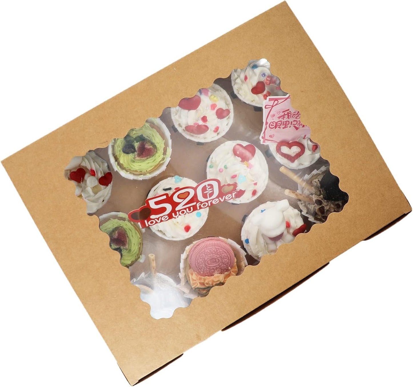 3-Set Cupcake Boxes Bulk with Clear Display Window Hold 12 Standard Cupcakes, Disposable Food Grade White Cupcake Carrier Cupcake Container, Perfect for Cupcakes Muffins Cookies Pastries
