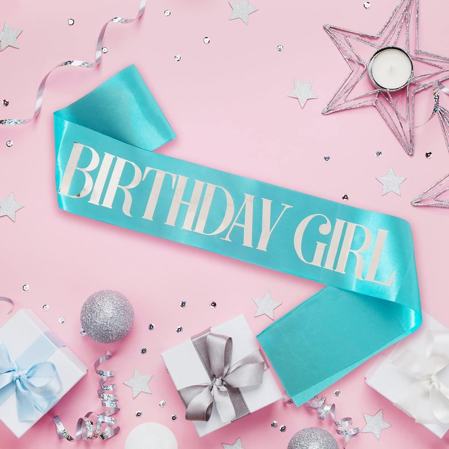 Birthday Girl Sash, Pink Foil White Birthday Sash for Girl Sweet 16th 18th 20th 21st 30th Fun Birthday Party Gifts Favors Decorations
