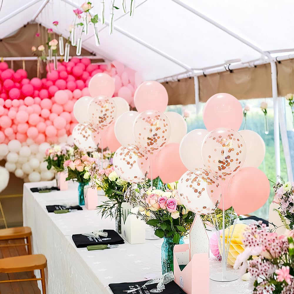 6 Sets Balloon Sticks with Base for Table Balloon Stand Kit Balloon Stands with Base for Floor Balloon Arch Stand with Base Balloon Stands for Table Baby Shower Birthday Wedding Party Decorations