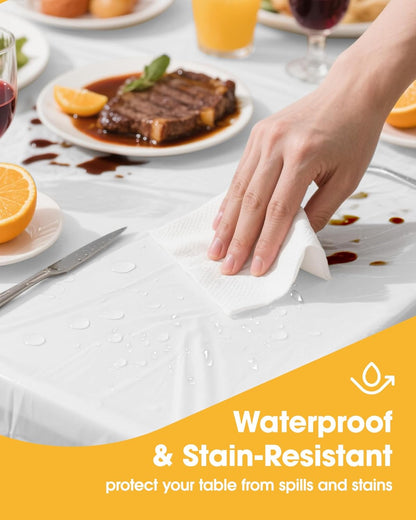 Niuara White Plastic Table Cloth - 30 Pack 54" × 108" Rectangle Disposable Tablecloths for 6FT Tables, Waterproof Table Cover for Party, Holiday & Gathering Use