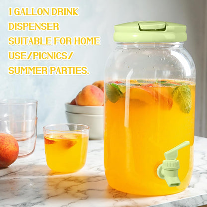 Havawish 2 Pcs 1 Gallon Plastic Beverage Dispenser with Spigot Clear Summer Kitchen Fridge Drink Dispenser for Parties Lemonade Juice Tea Beer Cold Water (Red,Cylinder)