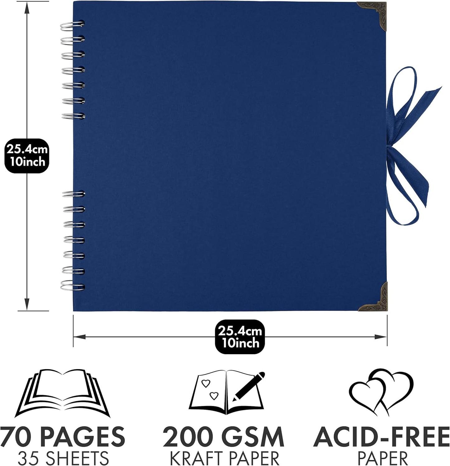 Bstorify Scrapbook Album 60 Pages (8 x 8 Inch) Brown Thick 200gsm Kraft Paper, Photo Album Scrapbook, Memory Book - Ideal for Your Scrapbooking Albums Art & Craft Projects